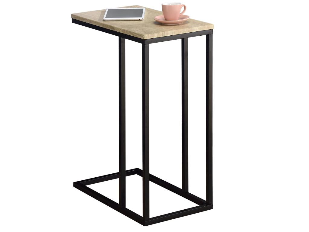 Bout de canapé Boislis table d'appoint table à café table basse de salon cadre en métal noir et plateau en MDF décor chêne Boislis FRJN28587