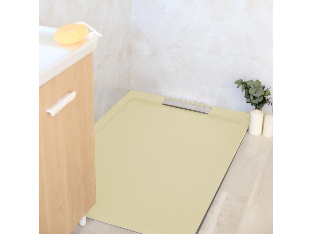 Receveur de douche 70x110cm extra plat Mobenze en résine surface ardoisée beige PZTD78979