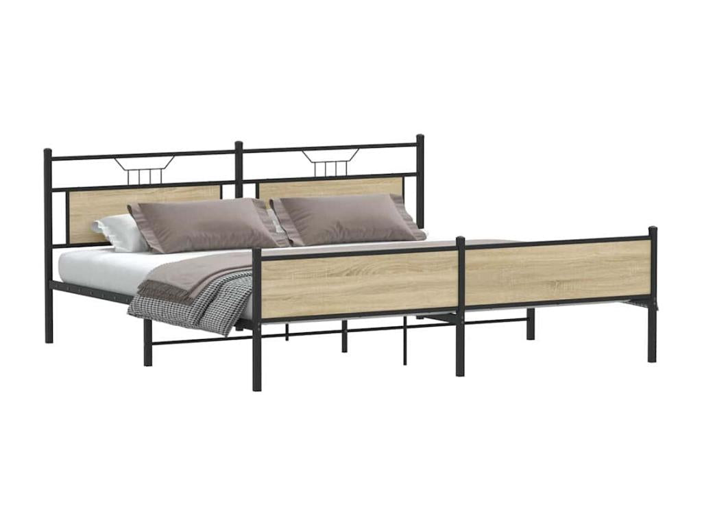 Cadre de lit en métal sans matelas chêne Mobenze 200x200 cm IRXD99545