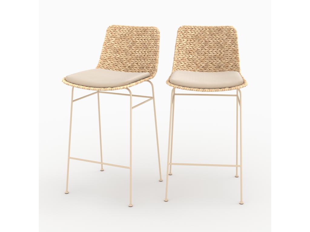 Lot de 2 chaises pour îlot central 66 cm en matière naturelle - Mobenze XTTU42726