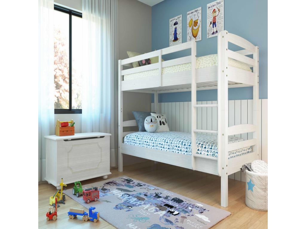 Lit superposé séparable en Mobenze massif blanc laqué 90x200 - LT12018 BNGH54954