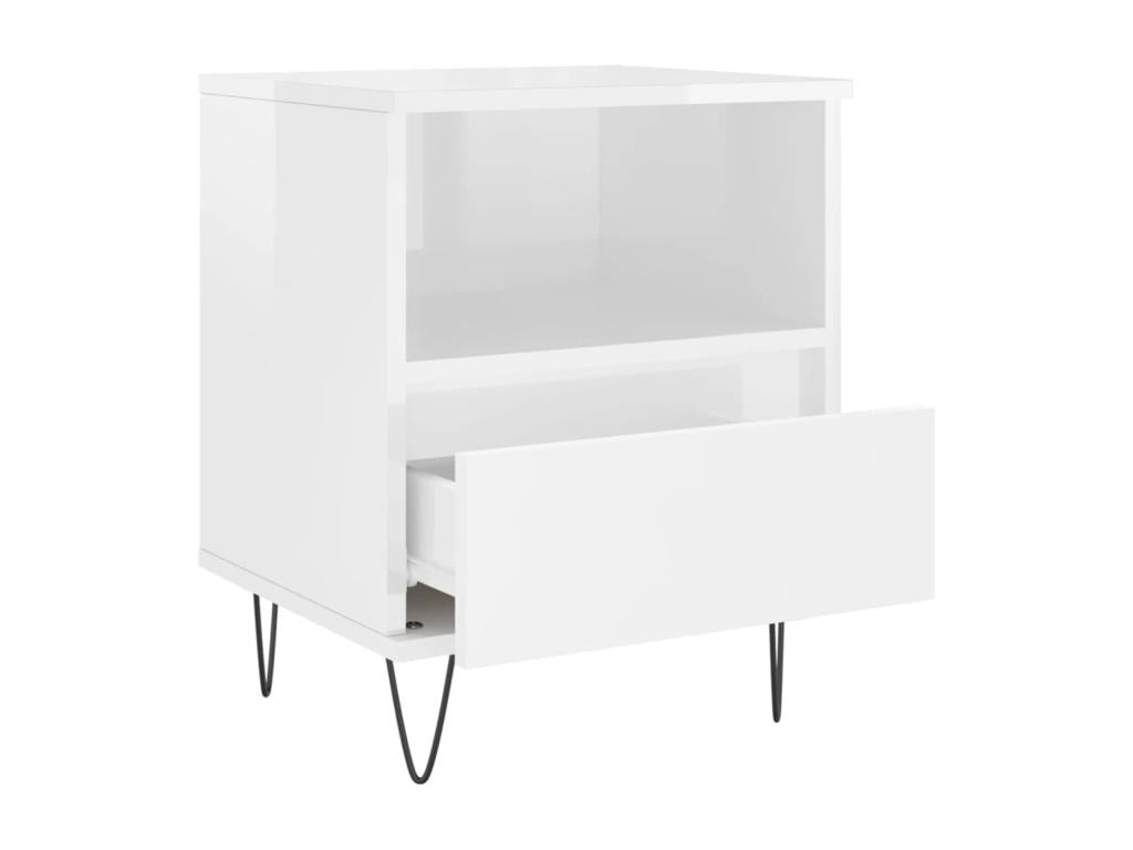 Mobenze - Table de chevet Blanc brillant 40x35x50 cm Mobenze d'ingénierie PLSL03579