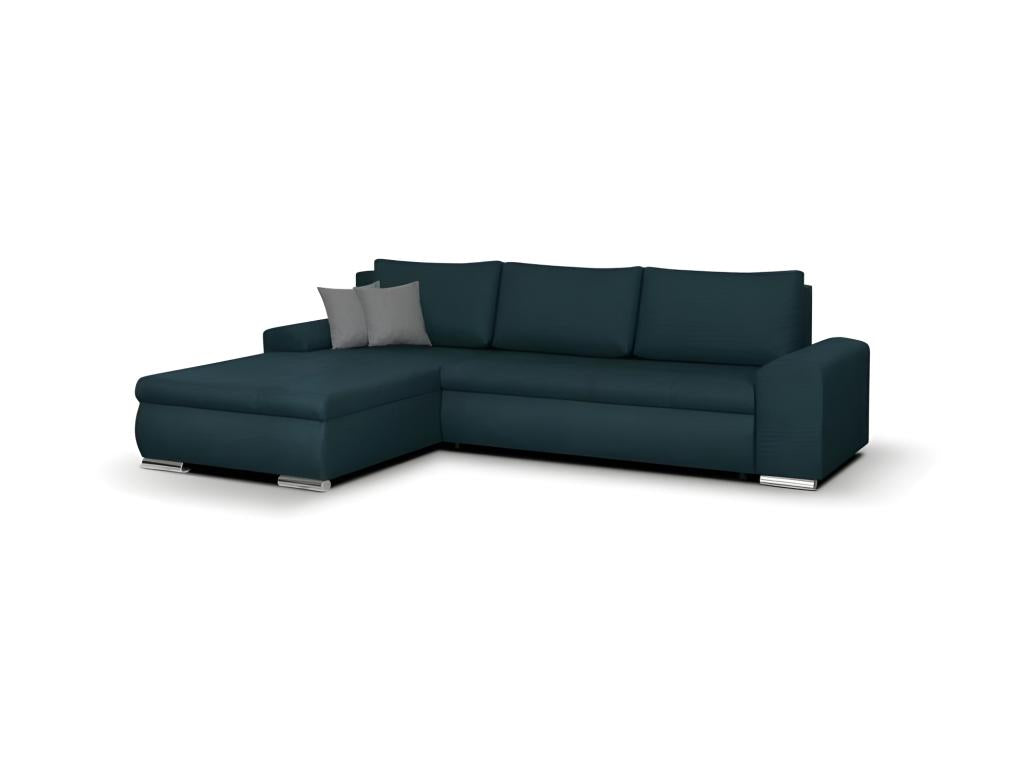 Canapé d'angle convertible réversible coffre de rangement - Tissu Bleu - L 289 x P 94/188 x H 88 cm - Luxameub BYTY13536