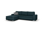 Canapé d'angle convertible réversible coffre de rangement - Tissu Bleu - L 289 x P 94/188 x H 88 cm - Luxameub BYTY13536