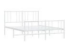 Cadre de lit métal avec tête de lit/pied de lit blanc 150x200cm GNDH86784