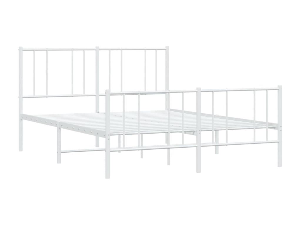 Cadre de lit métal avec tête de lit/pied de lit blanc 150x200cm GNDH86784