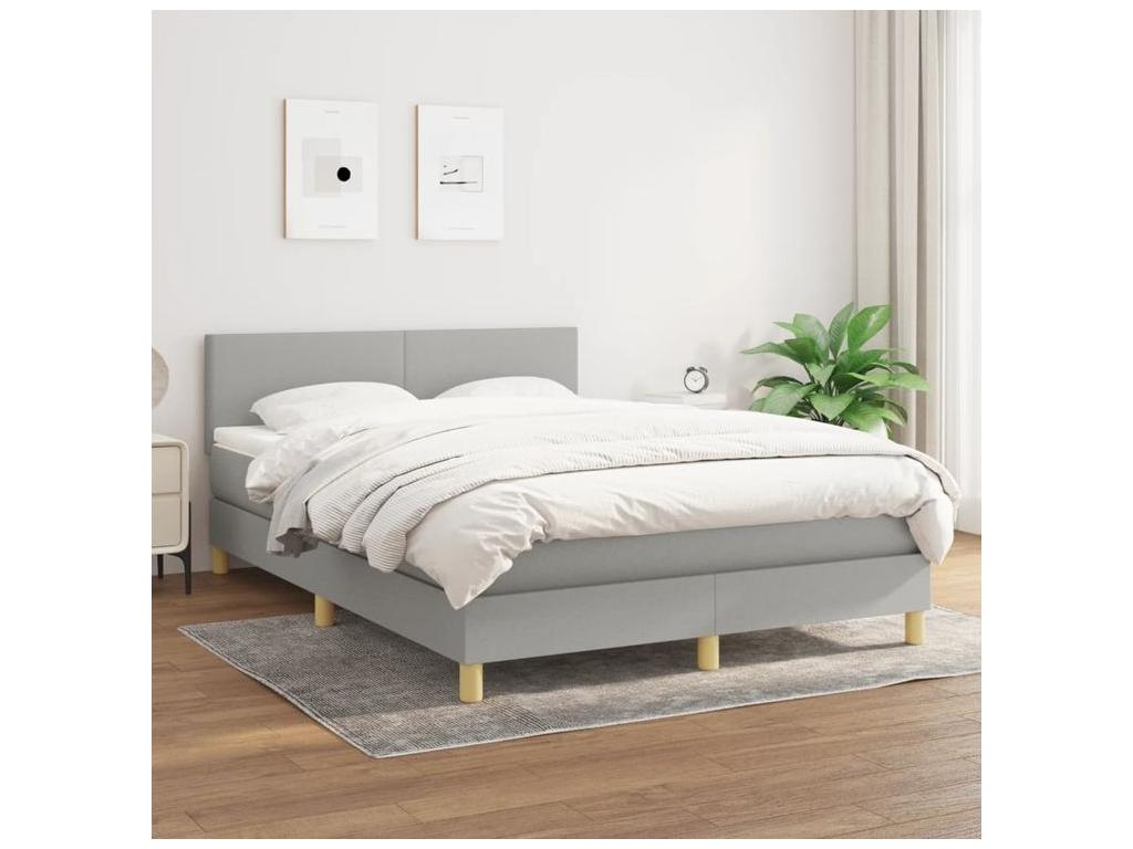 Sommier à Mobenze de lit avec matelas Gris clair 140x190 Tissu ELXX00423