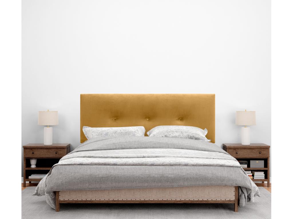 Luxameub Tête de Lit Velours Lisse avec Boutons 135x105 avec Pieds de Lit 120/135/140 - Moutarde HLER63479