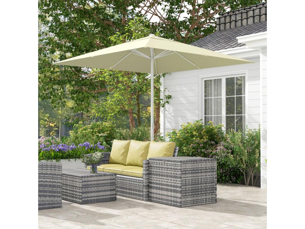 Parasol carré Mobenze beige et blanc DOZB89312