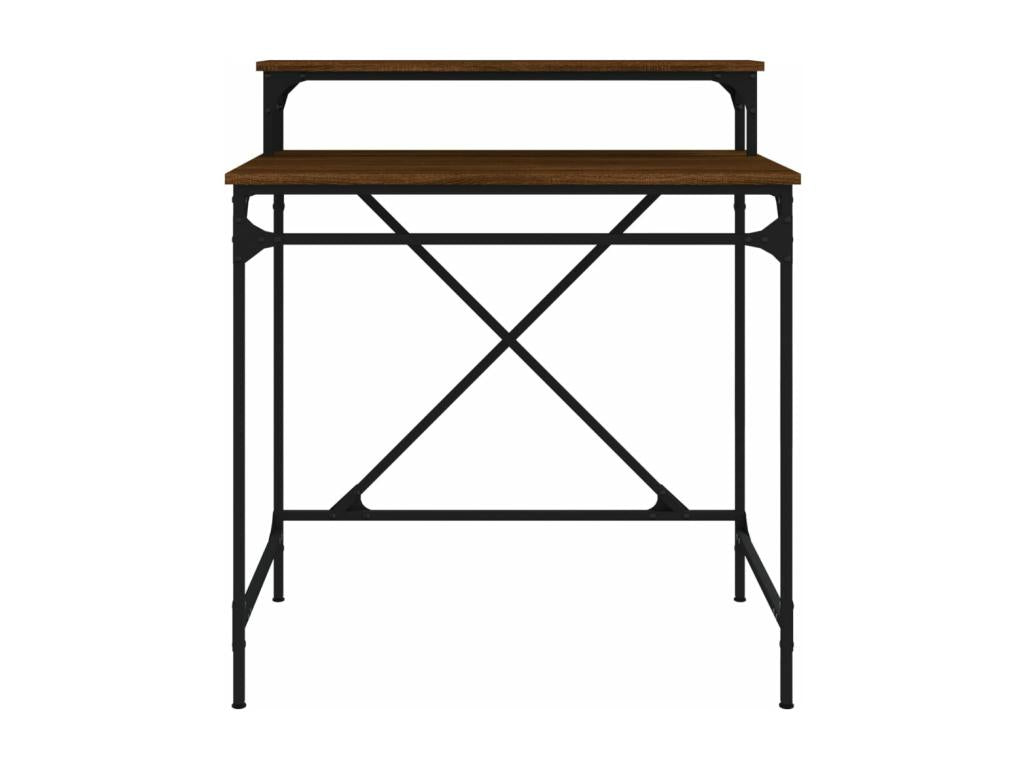 Bureau chêne marron 80x50x90 cm bois d'ingénierie et fer LDLQ61482
