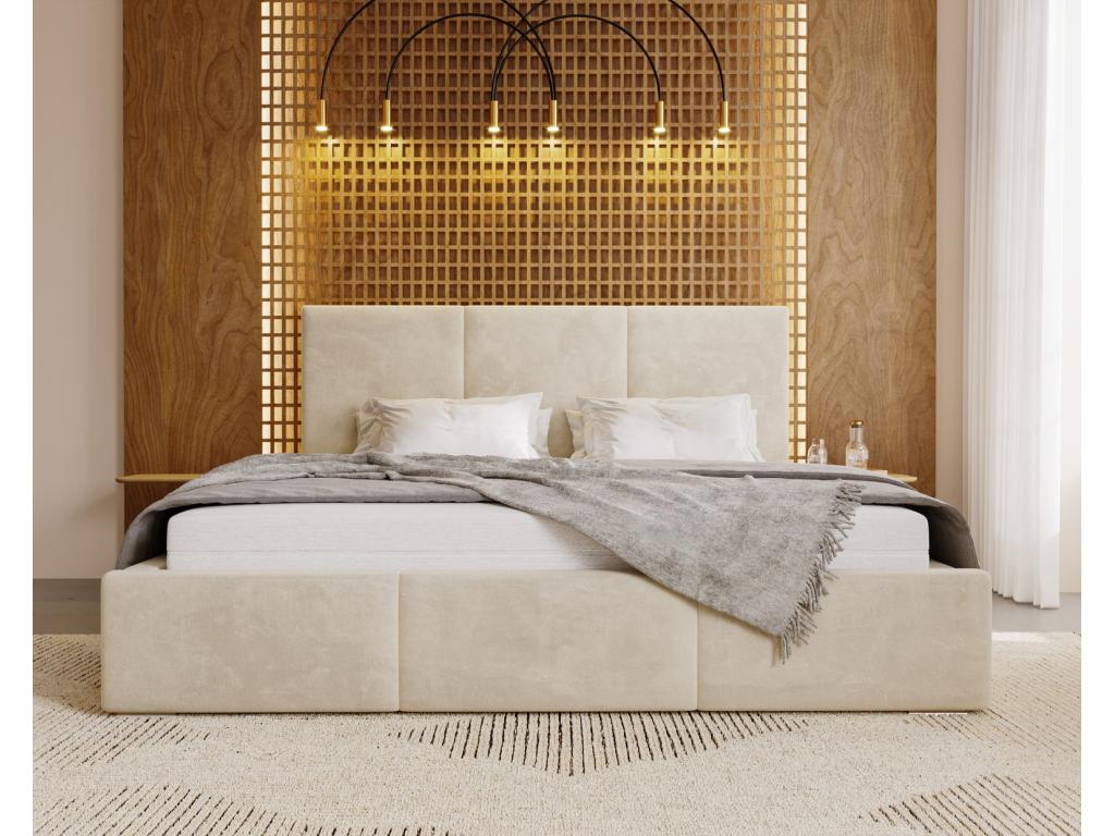 Mobenze Lit avec rangement 200x200 Mobenze - Lit adulte Lit rembourré - tête de lit sommier à Mobenze - Beige Mobenze Velvet 2201 PSNL37225