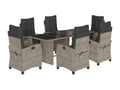 Ensemble à manger de jardin et coussins 7 pièces gris rotin QLVV35981