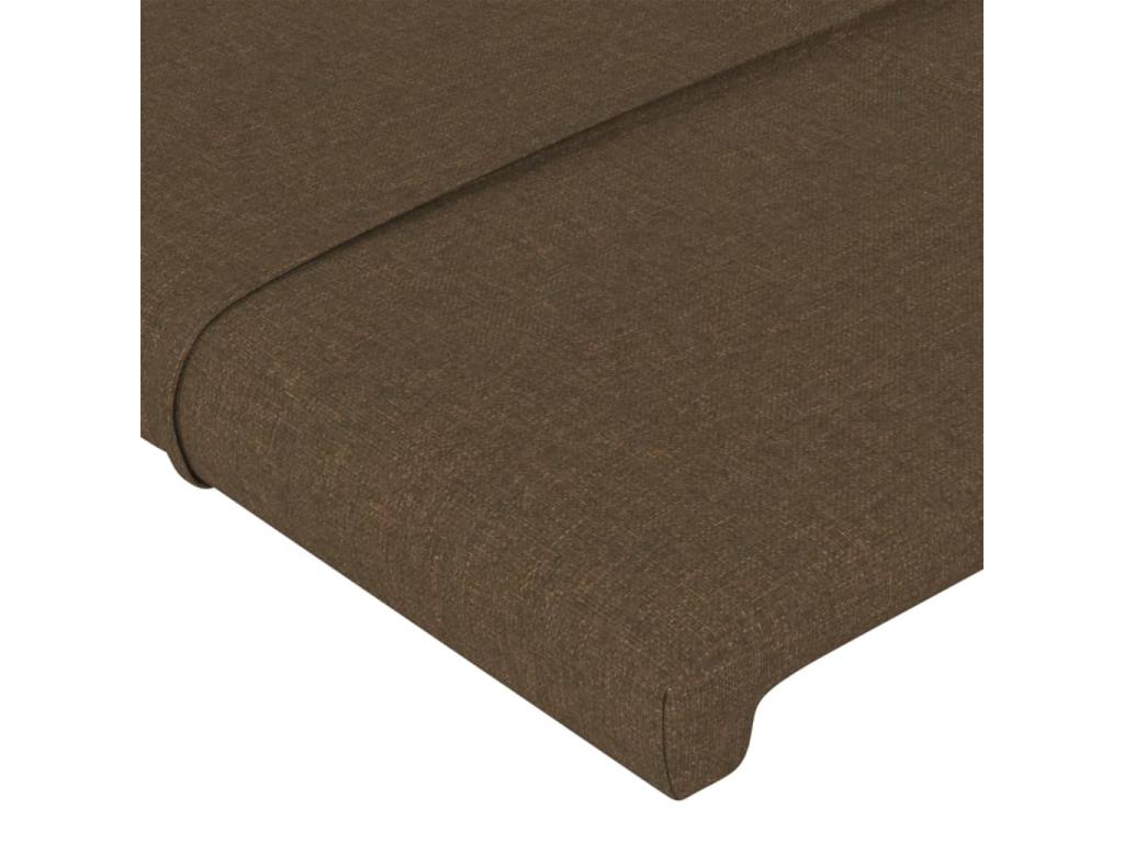 Tête de lit avec oreilles Marron foncé 103x23x118/128 cm Tissu IYPC57254