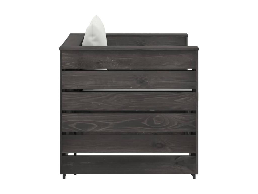 Salon de jardin 2 pièces avec coussins Bois imprégné de gris HGCM86759