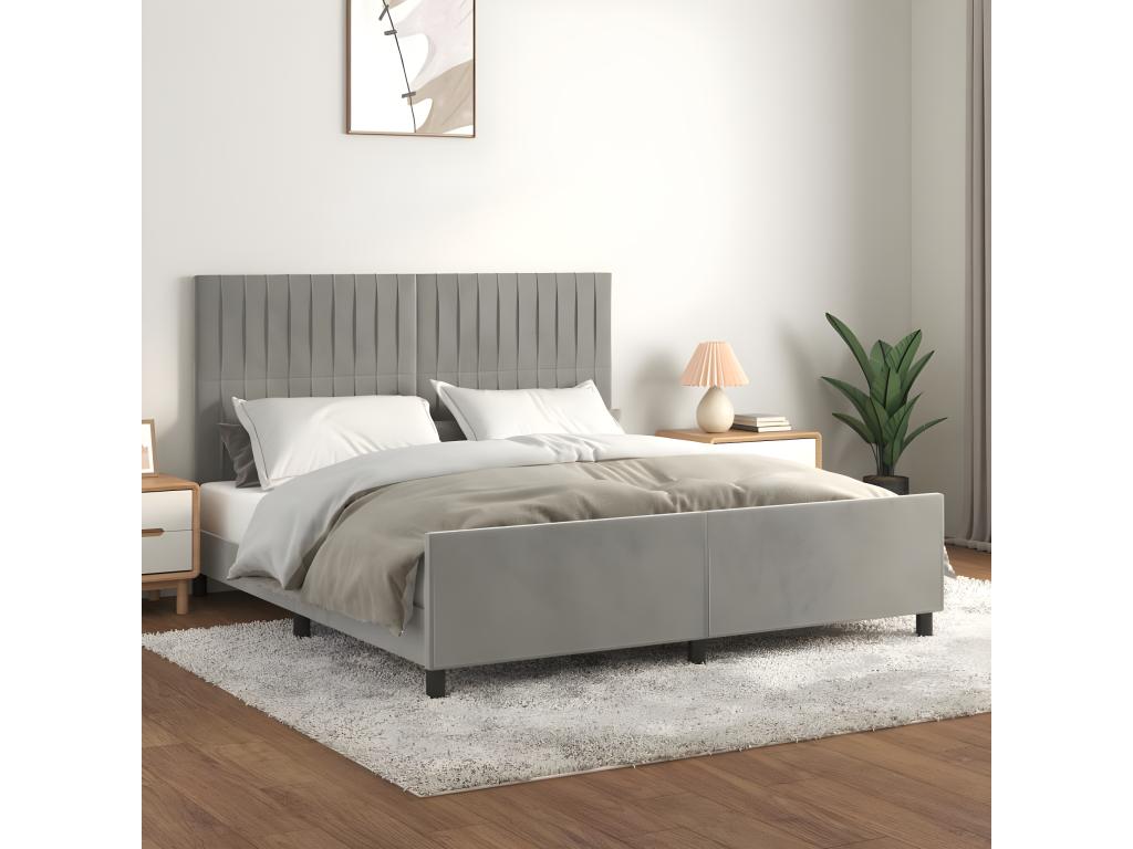 Cadre de lit sans matelas gris clair 160x200 cm Mobenze MNNX88420