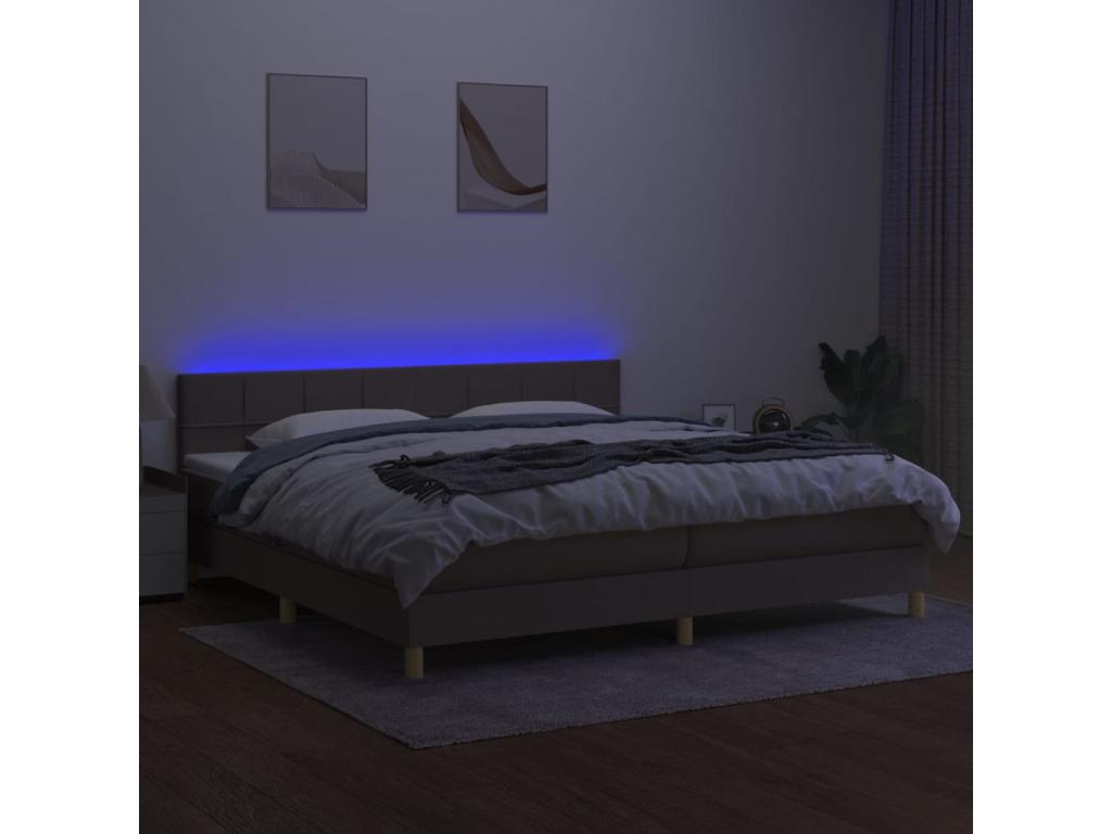 Sommier tapissier et matelas et LED Luxameub 200x200 cm Tissu PBVX21759