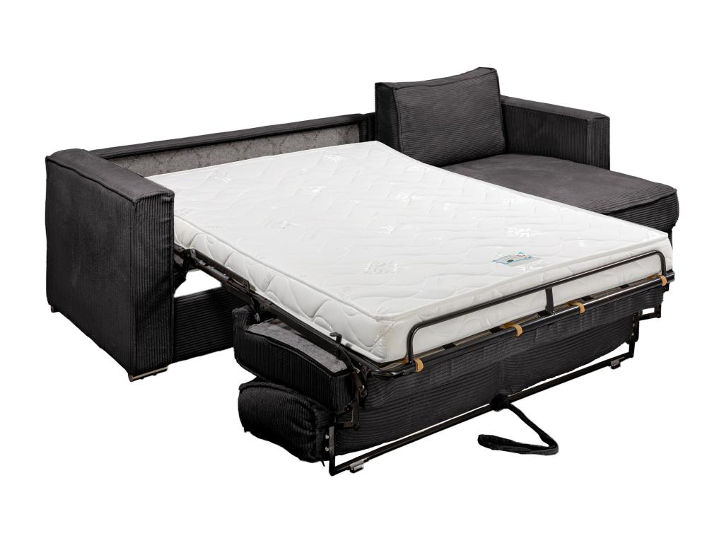 Canapé d'angle convertible PINPAI et réversible en velours tricoté gris anthracite - Couchage à Luxameub larges 160 cm - Matelas 14 cm Luxameub PBXS83260