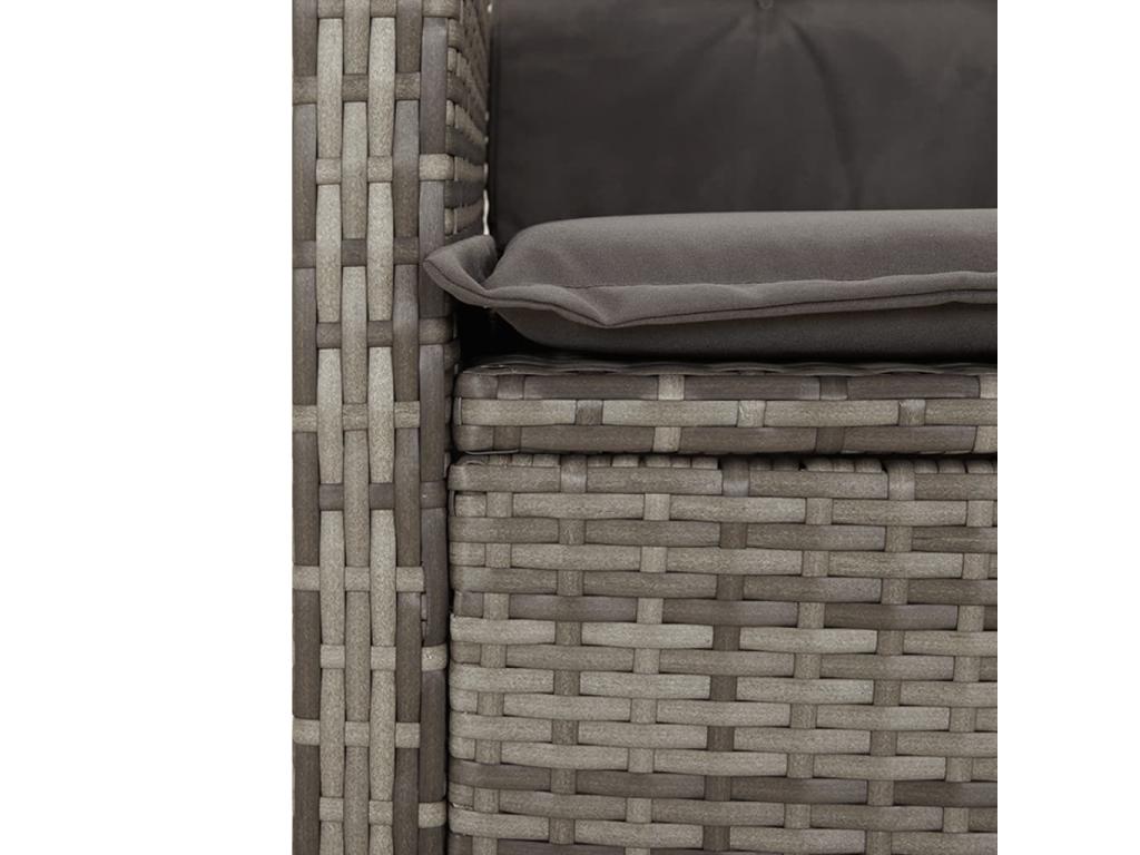 Ensemble à manger de jardin et coussins 7 pièces gris rotin QLVV35981