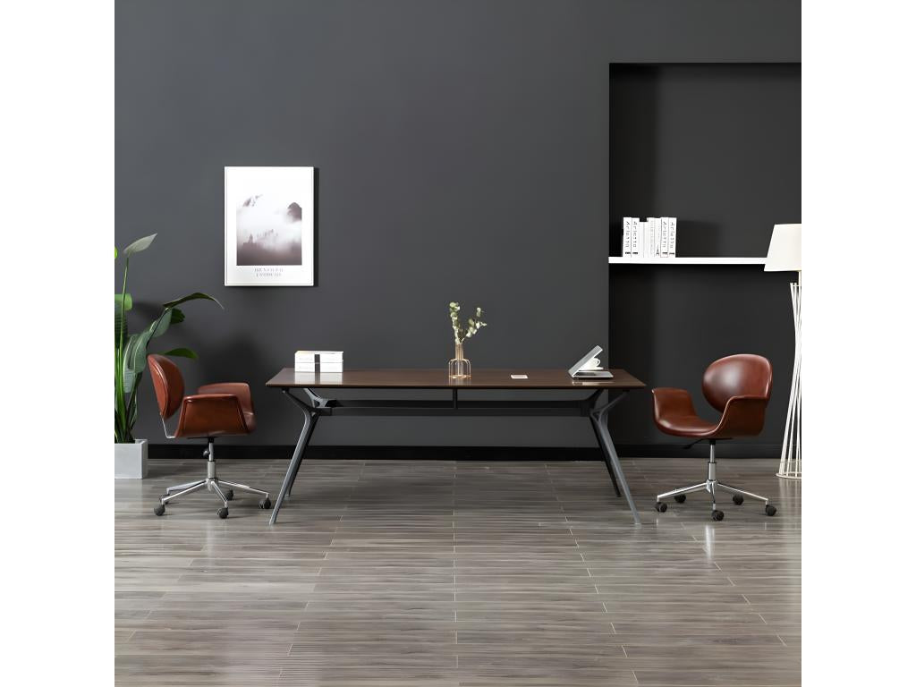 Chaise pivotante à manger Marron Similicuir YWNY56080