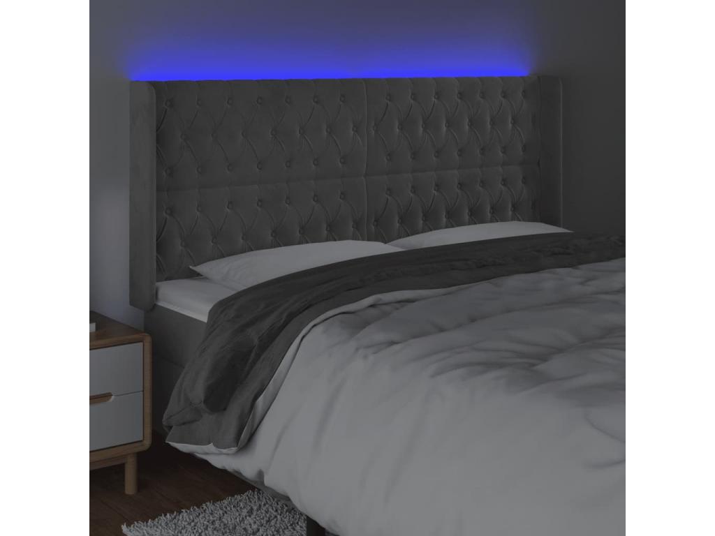 Tête de lit à LED Gris clair 203x16x118/128 cm Mobenze CURO41735