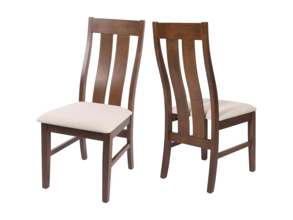 Lot de 2 chaises de salle à manger Boislis-M58 chaise de cuisine tissu/textile bois massif - bâti foncé crème NDES49222
