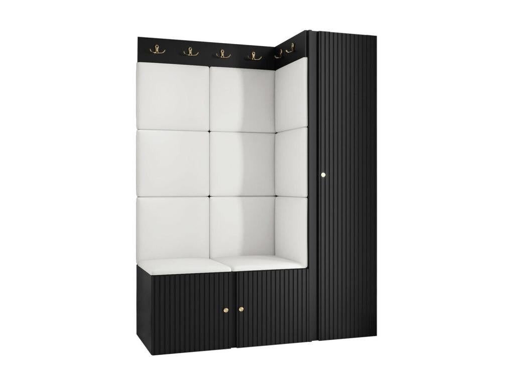 Meuble d'entrée Mobenze 385 186x124x46cm Noir - Blanc Mobenze - Stratifié - Faux cuir CBNL98417