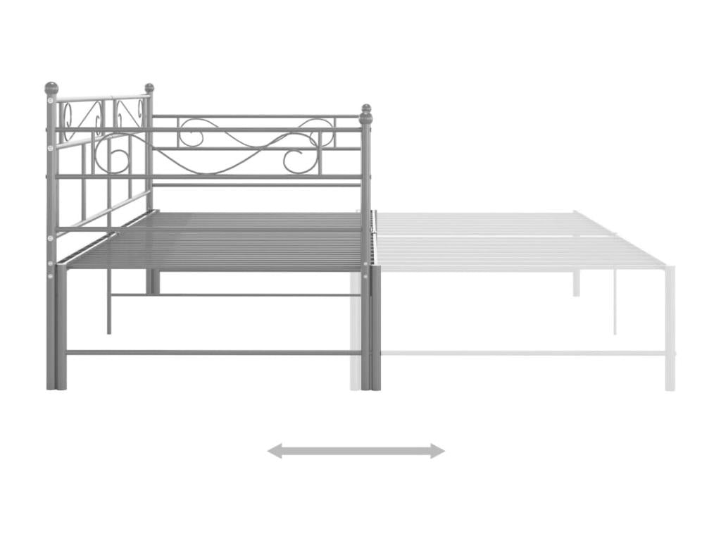 Cadre de canapé-lit extensible Gris Métal 90x200 2 VGOU92823