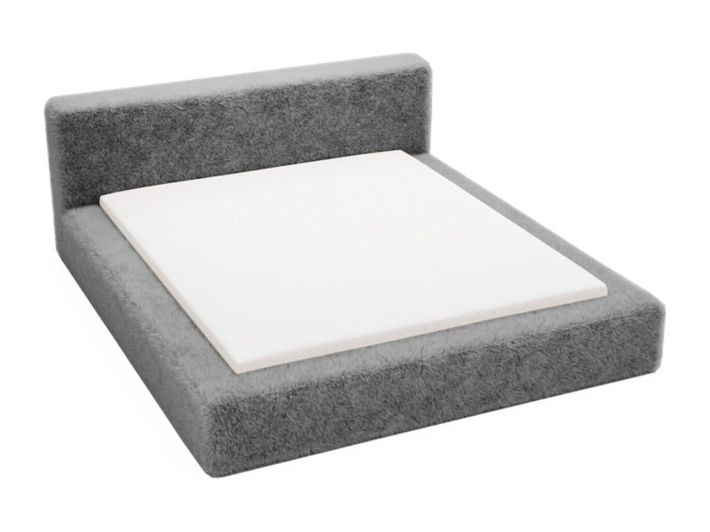 Lit rembourré avec rangement - 120x200 - lit double - peluche - gris - Mobenze TJLV47142