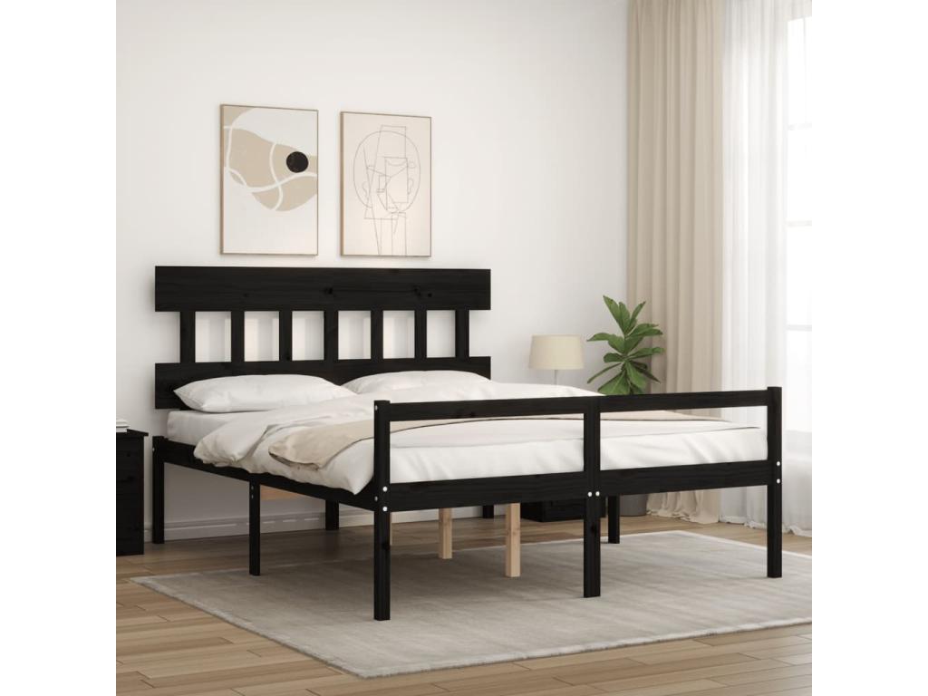 Lit pour personne âgée sans matelas noir Mobenze massif UEGW55566