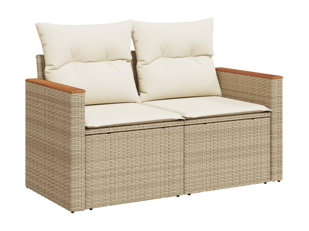 Salon de jardin avec coussins 8 pièces beige résine tressée OHZY45032