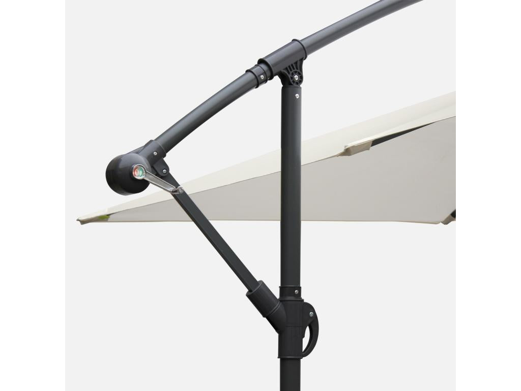 Parasol déporté carré 3x3m - Mobenze 3x3m - Ecru - Mobenze anti-retour - Toile déperlante - Facile à utiliser BREQ63208