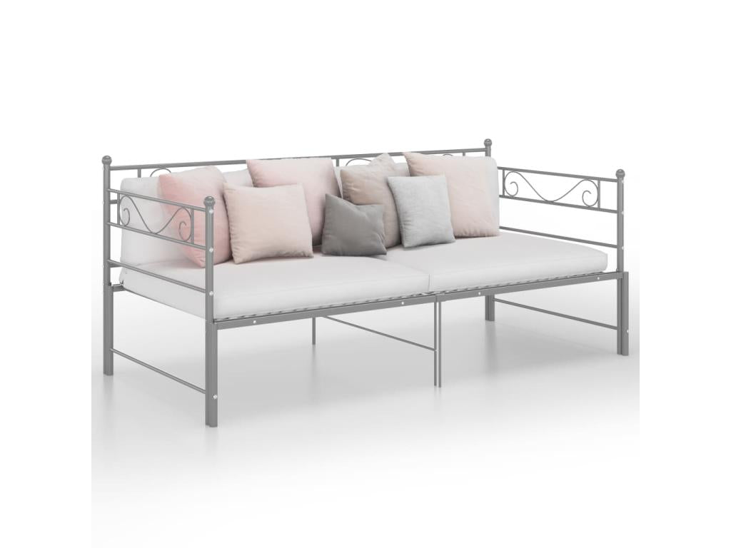 Cadre de canapé-lit extensible Gris Métal 90x200 2 VGOU92823