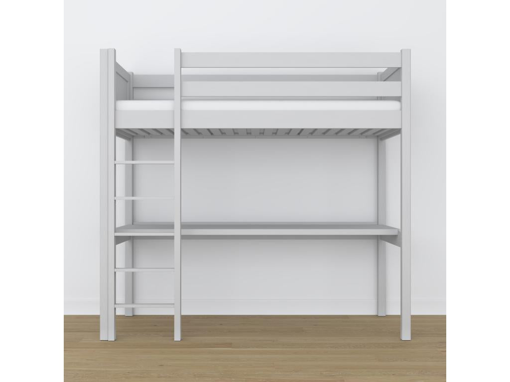 Lit mezzanine en bois - avec bureau N06 Gris 90x180 BMEC48991