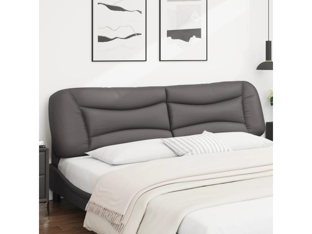 Tête de lit coussin gris 200 cm similicuir NGGW85754