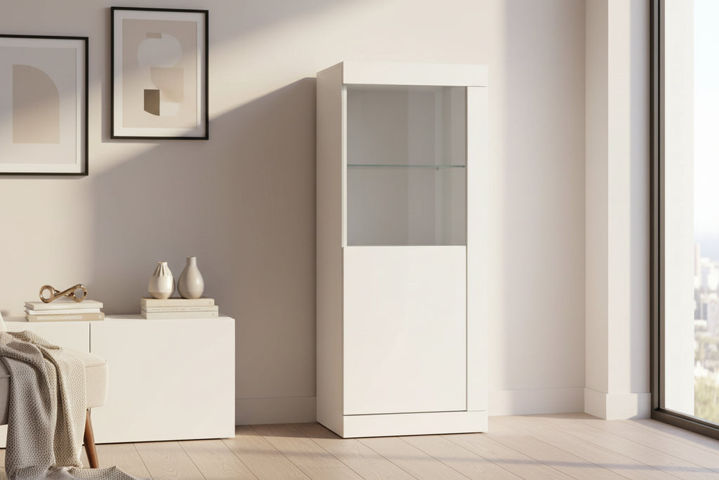 Buffet avec Boislisères LED blanc 41x37x100 cm GCOM61195