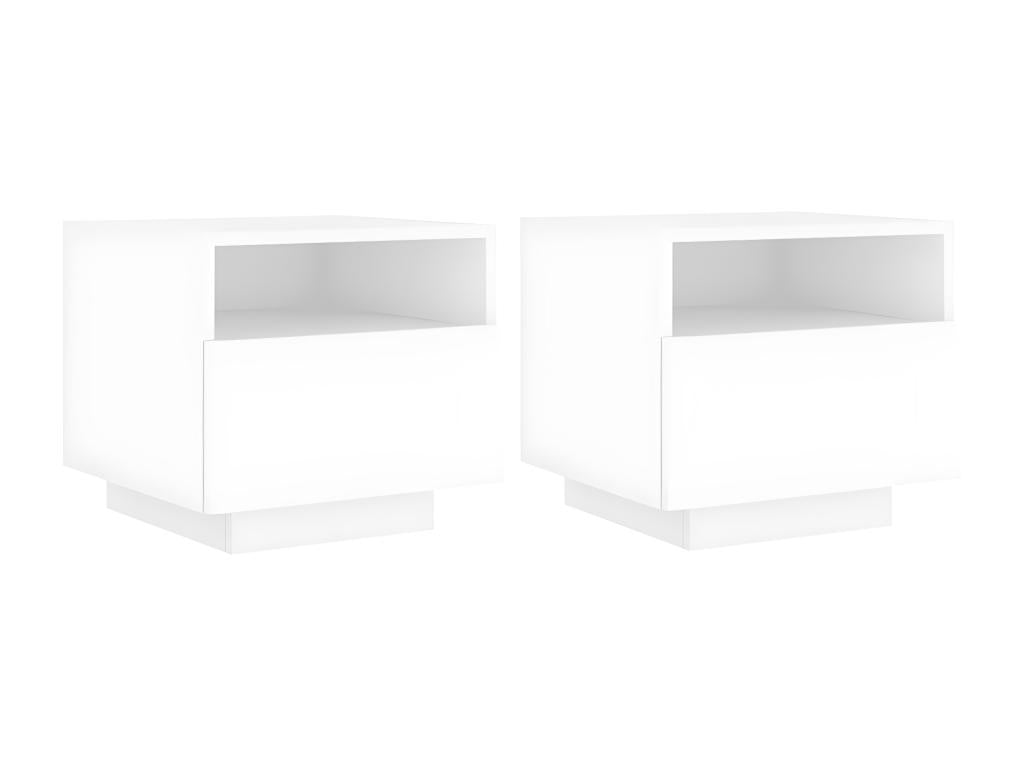 Armoires de chevet avec Luxameubères LED 2 pièces blanc 40x39x37 cm NSEU47249