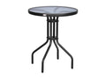 Table ronde Boislis de jardin dim- 60x70H cm métal époxy anticorrosion noir plateau verre trempé LWKV58559