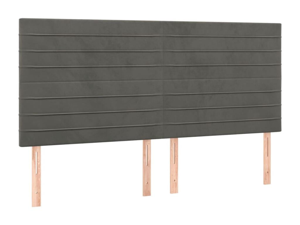 Tête de lit 4 pièces Gris foncé 100x5x78/88 cm Velours EHWA24421