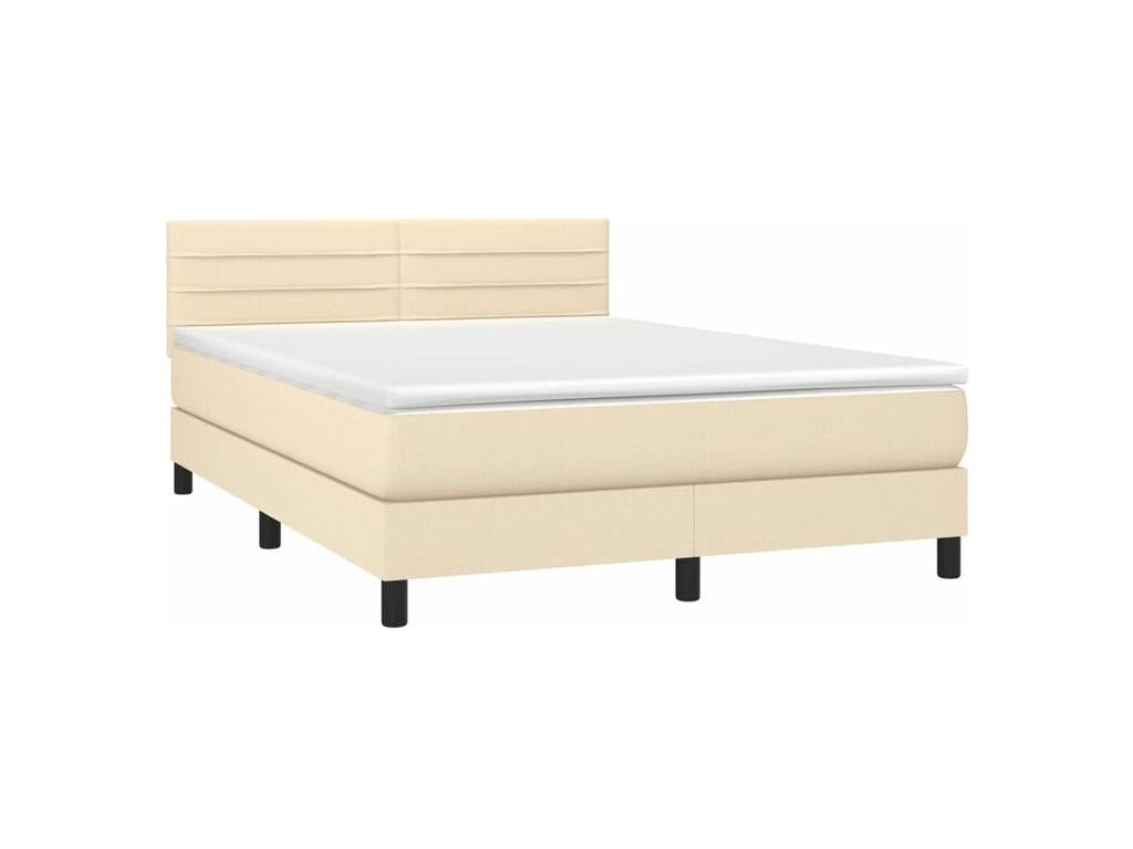 Sommier à Mobenze de lit avec matelas LED Crème 140x190 Tissu HROD46077