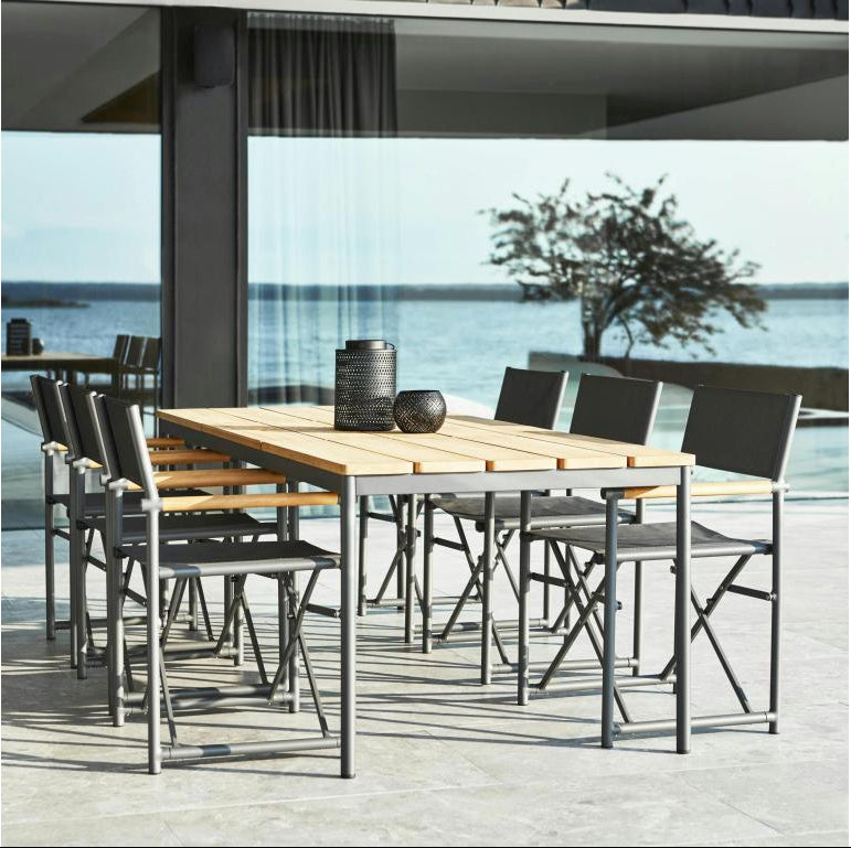 Table de jardin en aluminium gris ardoise et teck 238 cm Mobenze BWNW13584