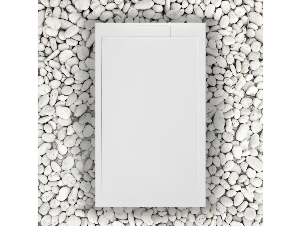 RECEVEUR DE DOUCHE 110x80 cm Ligne Bianco Mobenze en résine et poudre de marbre avec grille latérale en résine de marbre EOTB63141