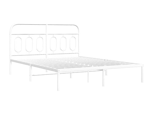 Cadre de lit métal avec tête de lit blanc 140x190 cm MEEE26119