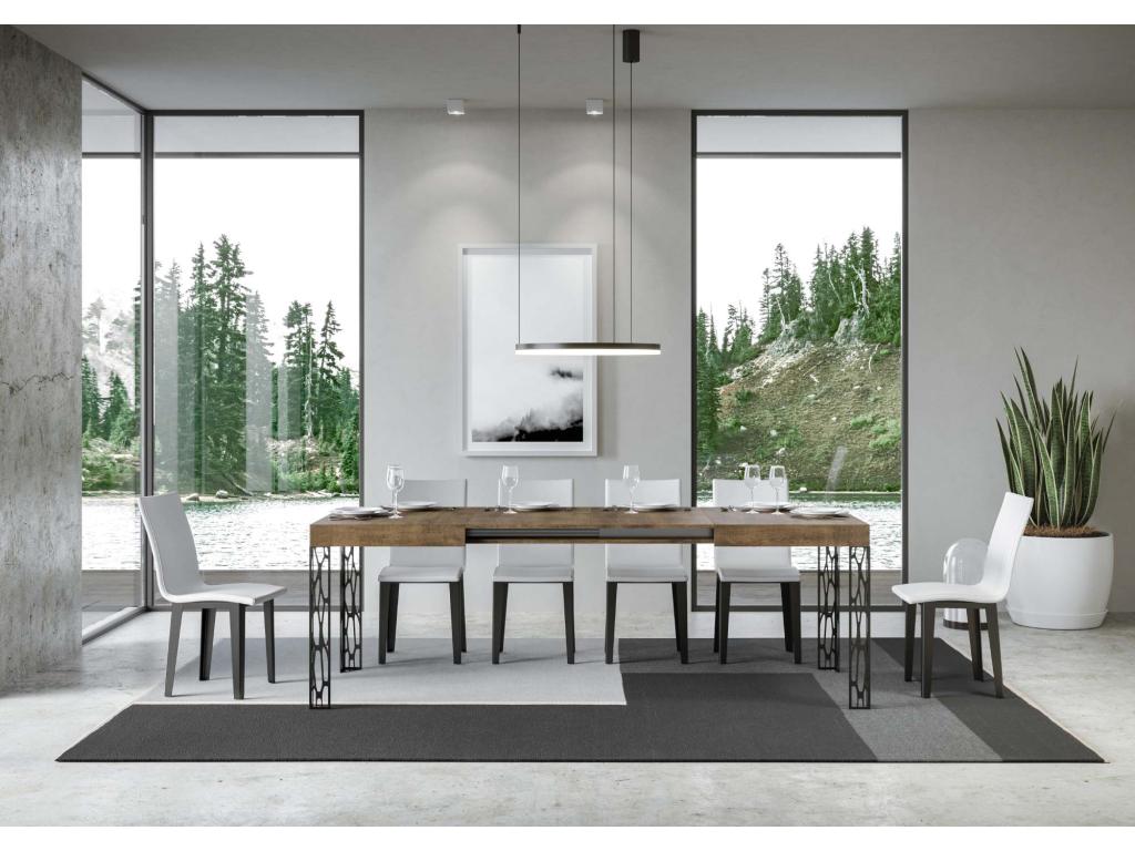 Table extensible 90x140/244 cm Ghibli Noyer cadre Anthracite JDNT71539