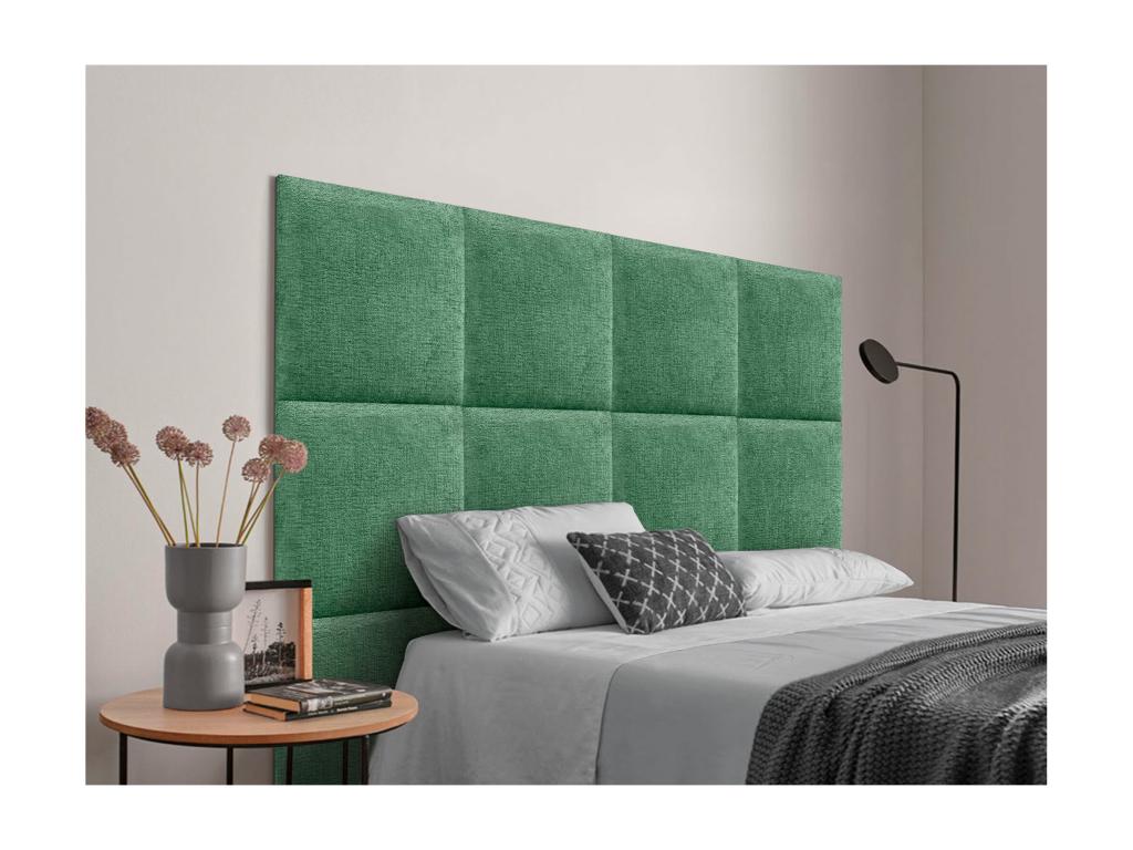 Mobenze Tête de Lit Rembourrée en Laine Écologique Composée de Panneaux Autocollants Interchangeables Chambre de Mobenze Rembourrée Vert 135 cm WOLO09380