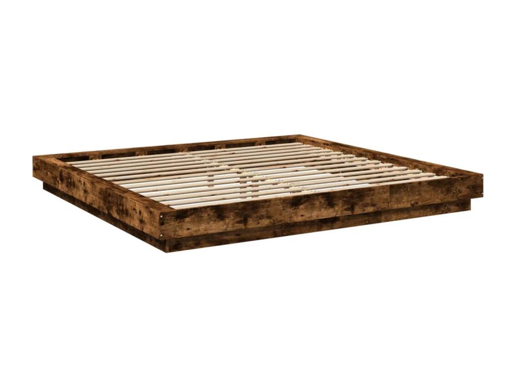Cadre de lit chêne fumé 200x200 bois d'ingénierie MLQR09362
