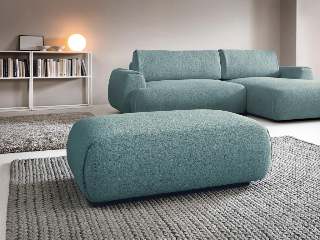 Pouf en tissu texturé bleu Mobenze YSLM00912