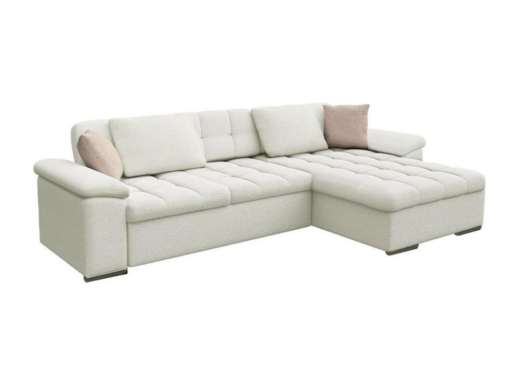 Canapé d'angle Mobenze 181 Blanc Fonction de couchage Boîte de literie 280x160x76cm RWYU62189