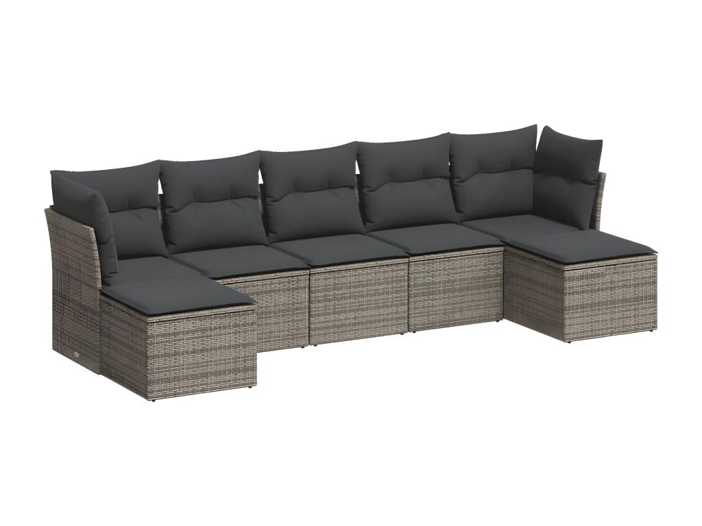 Salon de jardin avec coussins 7 pcs gris résine tressée KECR22613