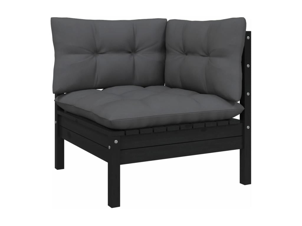 Salon de jardin 5 pcs avec coussins Noir Mobenze de pin GZKA55445