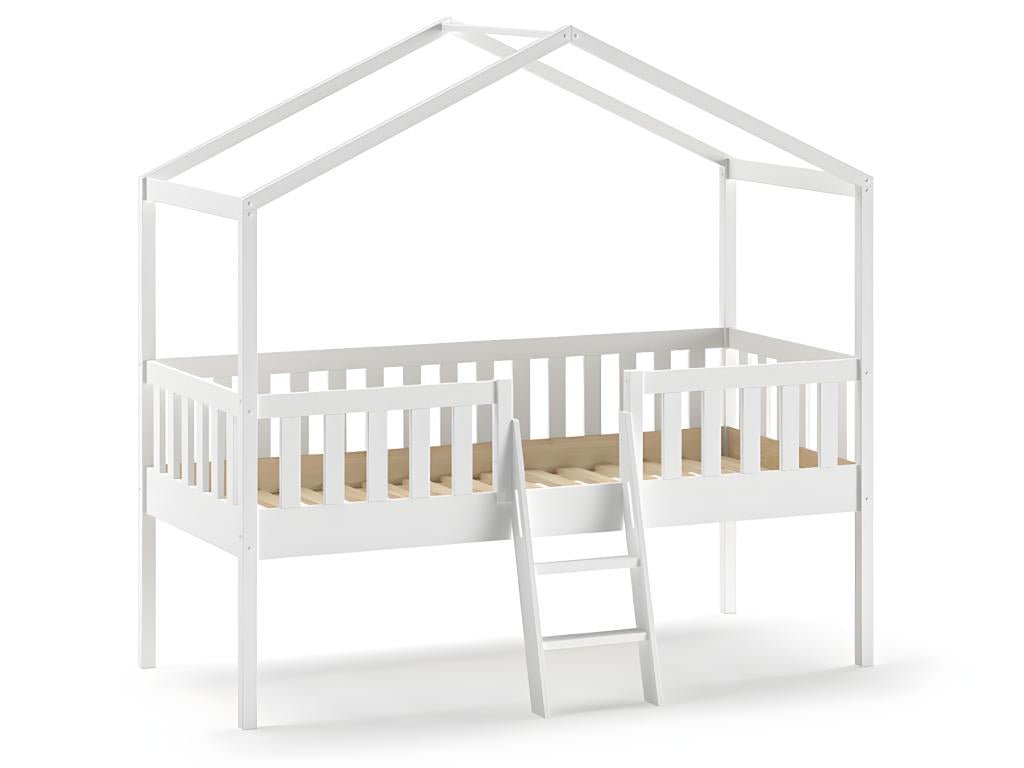 Lit Enfant Cabane / Échelle Boislis 90x200cm Blanc TQHQ55992